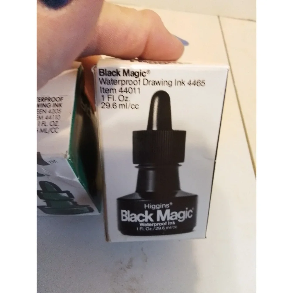 Higgins Waterproof‎ Drawing Ink Black Magic 4465 and Design Green 4205 Set 1oz